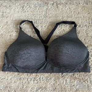 Adore Me Helynn Contour Plunge Bra Microfiber Heathered Gray Racerback: 38C